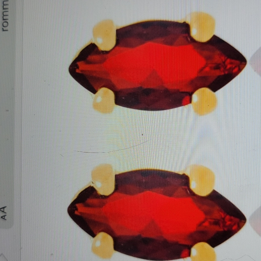Gold kid's Navette earrings in red